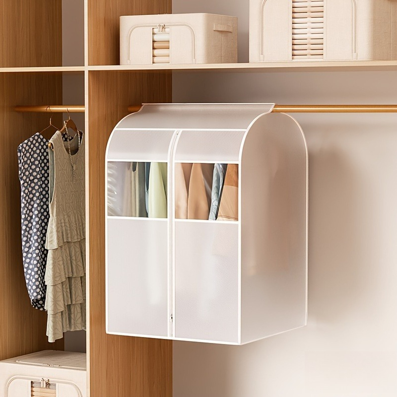 TEMU 1 Sac de Vêtements Transparent avec Fermeture Éclair, Étui de Léger pour Vêtements Suspendus, Idéal pour Chambres, Bureaux, et Dortoirs,