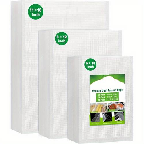 50 gallon 11 x 16 and quart 8 x 12 and pint 6 x 10 vacuum sealer bags commercial grade pre cut storage bags for meal prep or sous vide made of