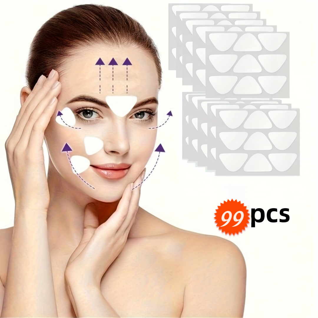 99 Face And Forehead Stickers - Small Patches For Eyes, Lips And Forehead - Triangular Non-face Tape, Perfect For Treating Wrinkles, Eye Bags And