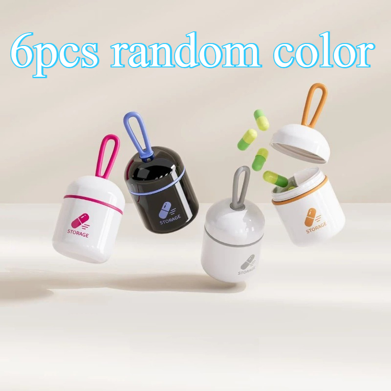 Image of 6pcs Random Pill Boxes. Portable And Easy To Carry. Moisture-proof And Airtight Medicine Storage Boxes. Capsule And Pill Storage Boxes. Suitable For Work, , And Travel. Made Of Durable Pp Material