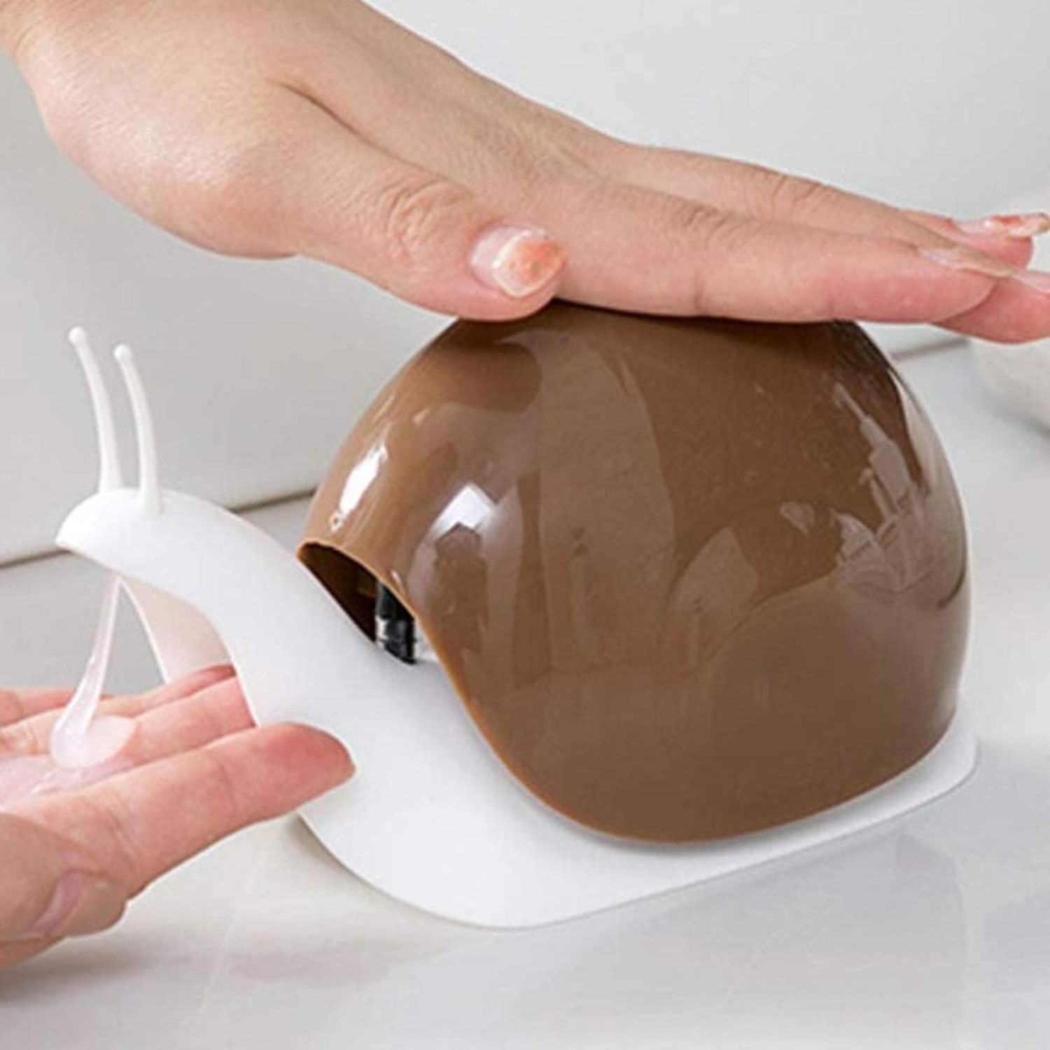 cute snail soap dispenser for kitchen bathroom  . (4.06oz) (brown) details 0