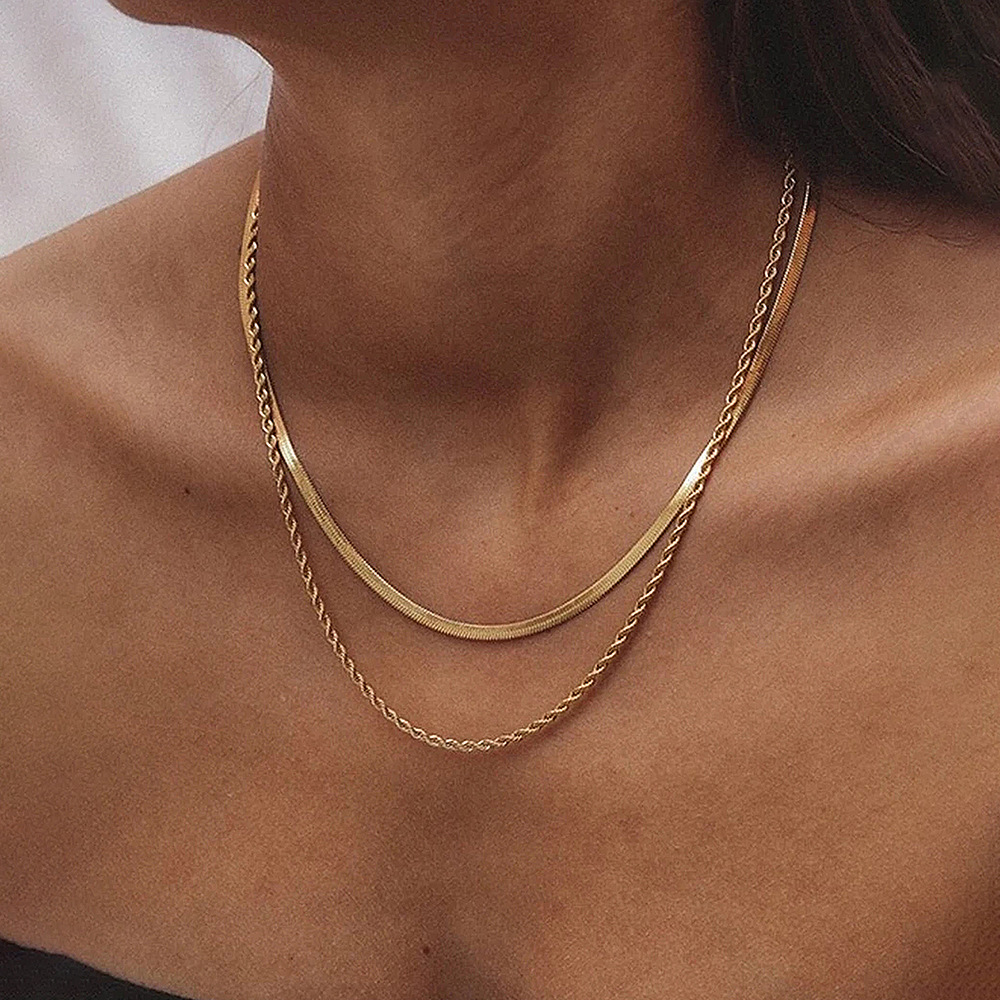 Creative Stackable Titanium Steel Necklace, Waterproof & Sweat-Resistant