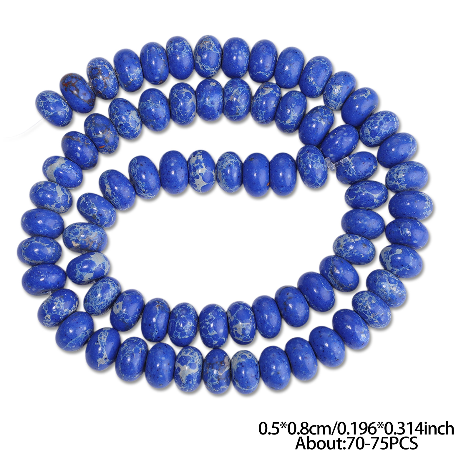 TEMU Perles plates en abaque de de sédiment bleu foncé 5x8mm en naturelle avec perles d'espacement uniques pour bricolage de bijoux, bracelets, ,