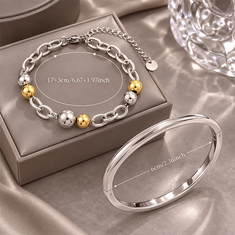Delicate 3pcs Bangle Set with Heart & Sparkle Decor