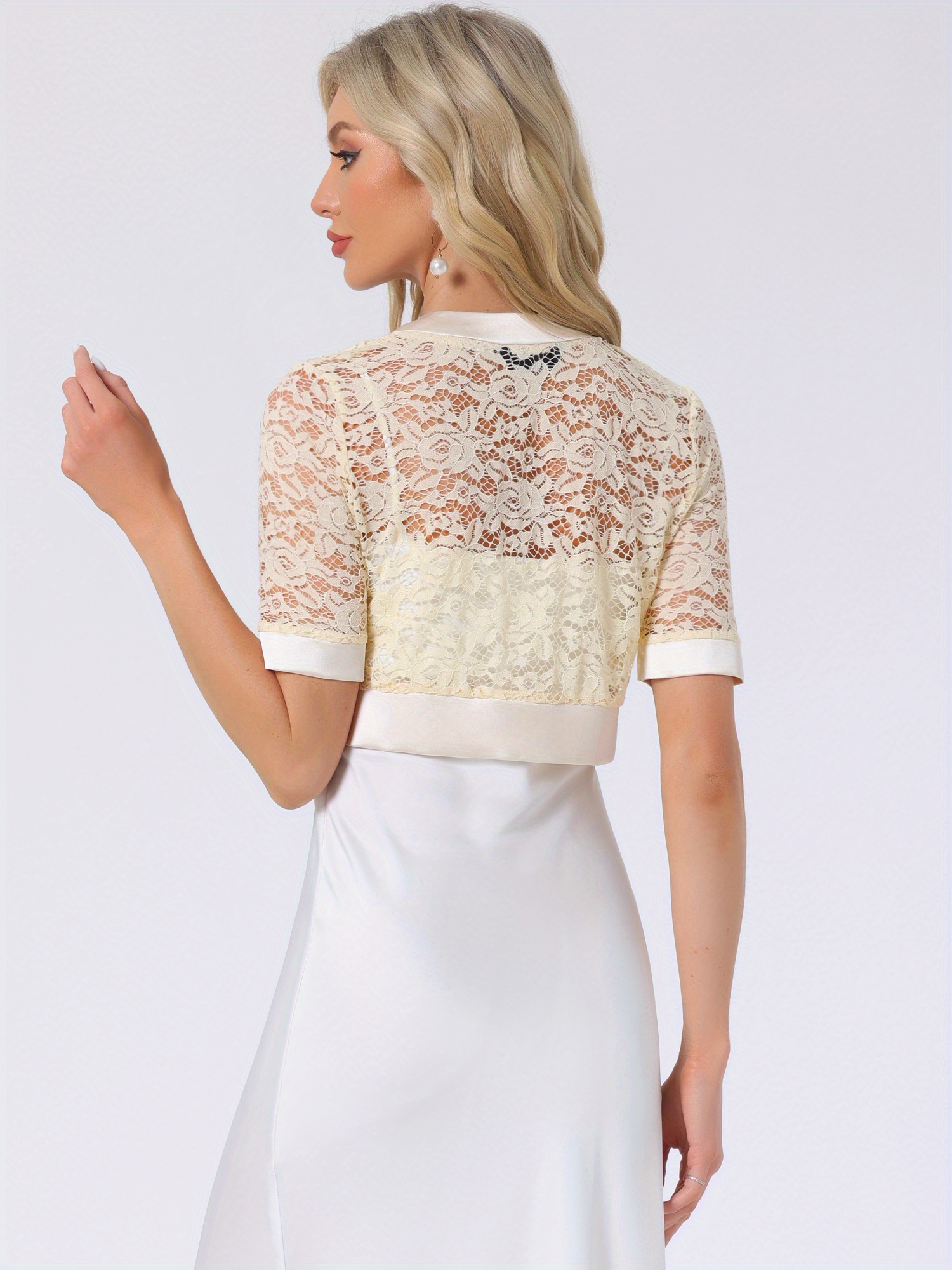 lace shrug womens sheer cropped floral lace bolero cardigan - Temu