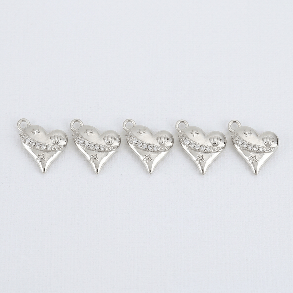 5pcs Heart-Shaped Jewelry Accessories Set with Synthetic Zirconia