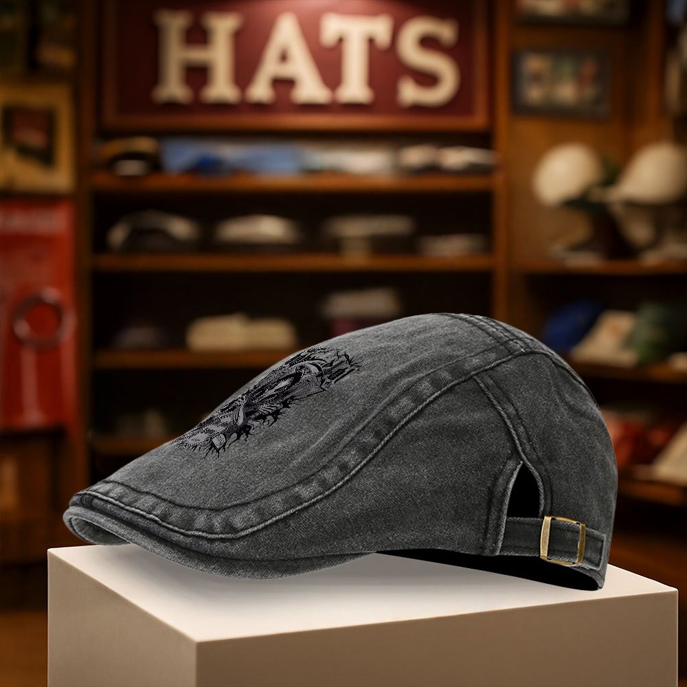 TEMU 1 pièce Casquette Newsboy en toile avec imprimé et faucheuse, convient pour les sports de , les loisirs, les événements de mode, les , les