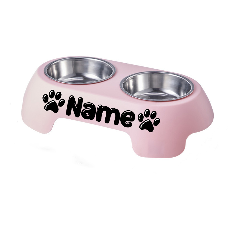 E-shop Anpassbare Namens- aus Edelstahl für Hunde, Katzen-, Wassernapf, zwei Edelstahlnäpfe können platziert werden, was für Haustiere zum Essen und