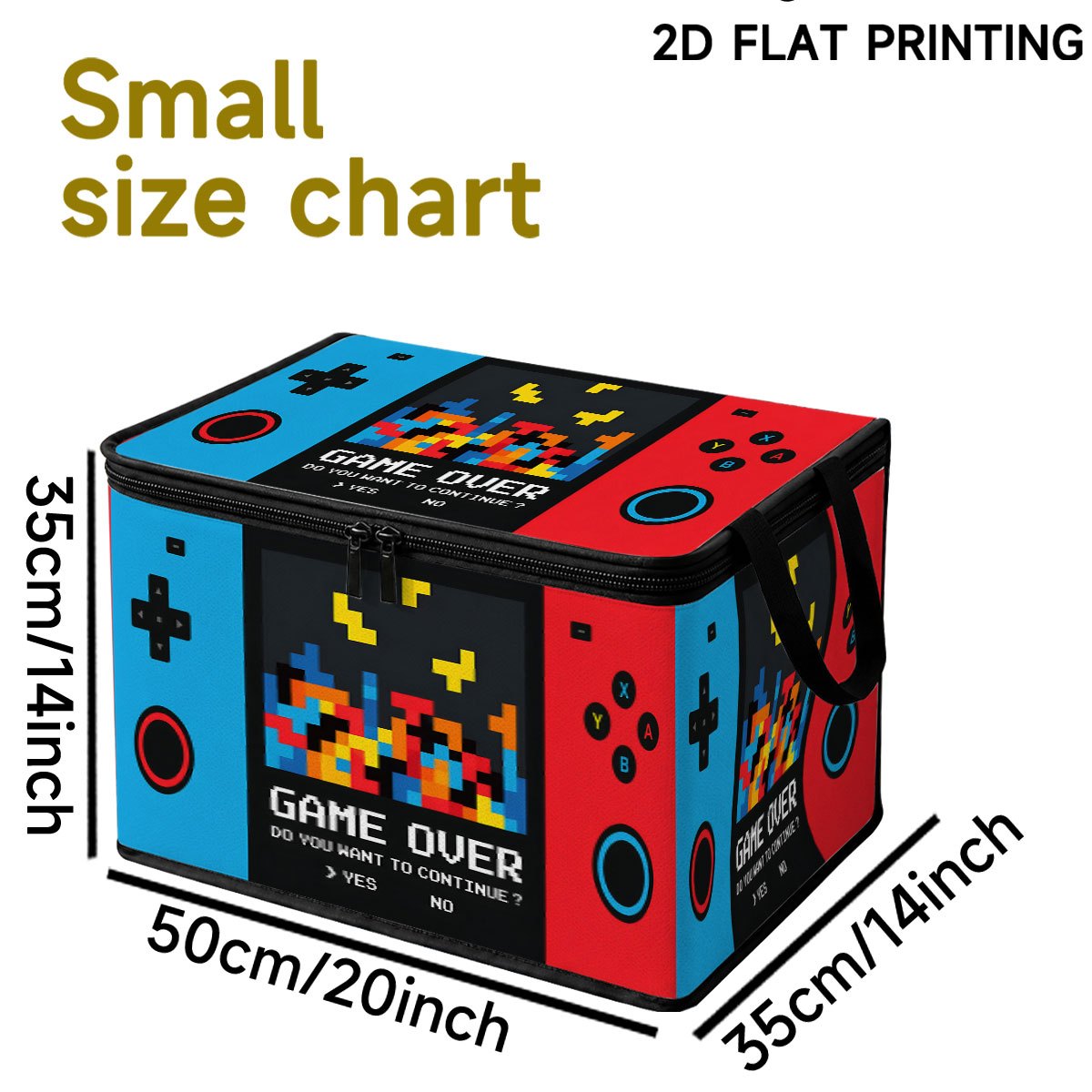 TEMU 1 Extra Large Vintage Game Handheld Console Pixel Block Printed Fabric Storage Box, Multi-functional Foldable Clothes Storage Box With Lid And