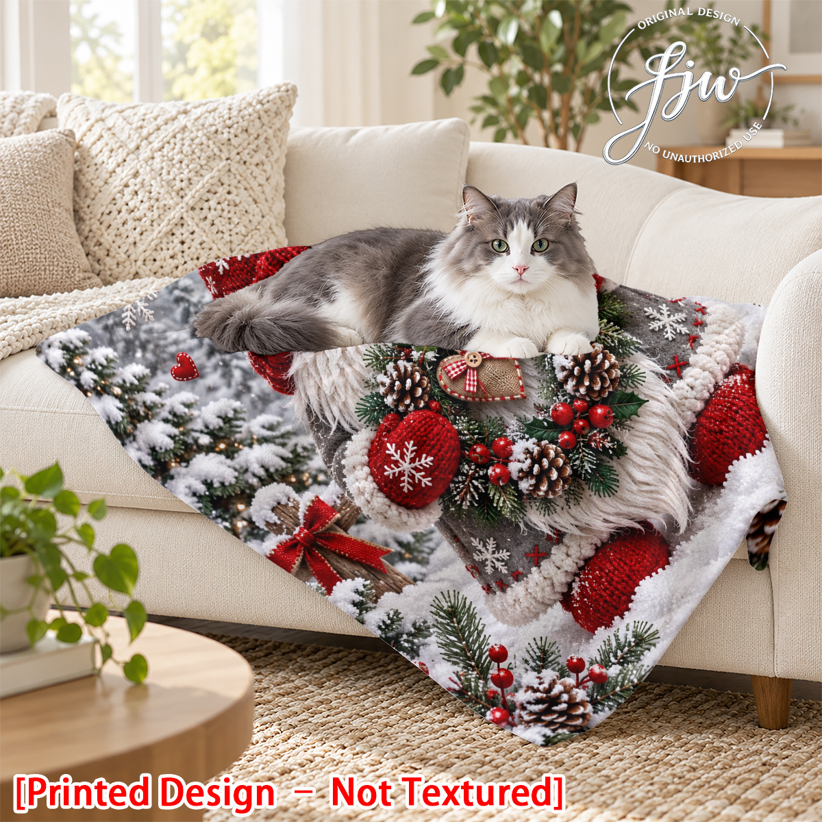 TEMU [Motif imprimé - texture] - 1 pièce Couverture de Noël pour animaux de compagnie avec motif de gnome et de pin pour chien et chat, convient à