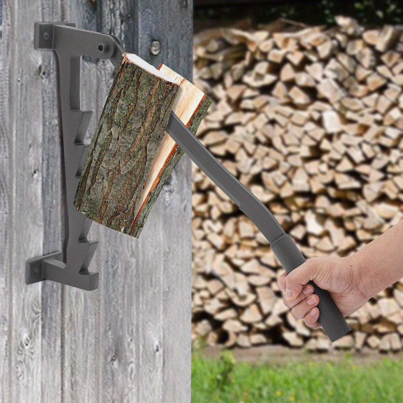 Manual Wood Splitter, Wall Mount Splitter, Corrosion-resistant, Energy-, 6.14in Non-slip Handle, For Your Backyard Woodpile, For Your Fireplace, Fire Pit, Campfire, Pizza Oven, Sauna, Outdoor Camping