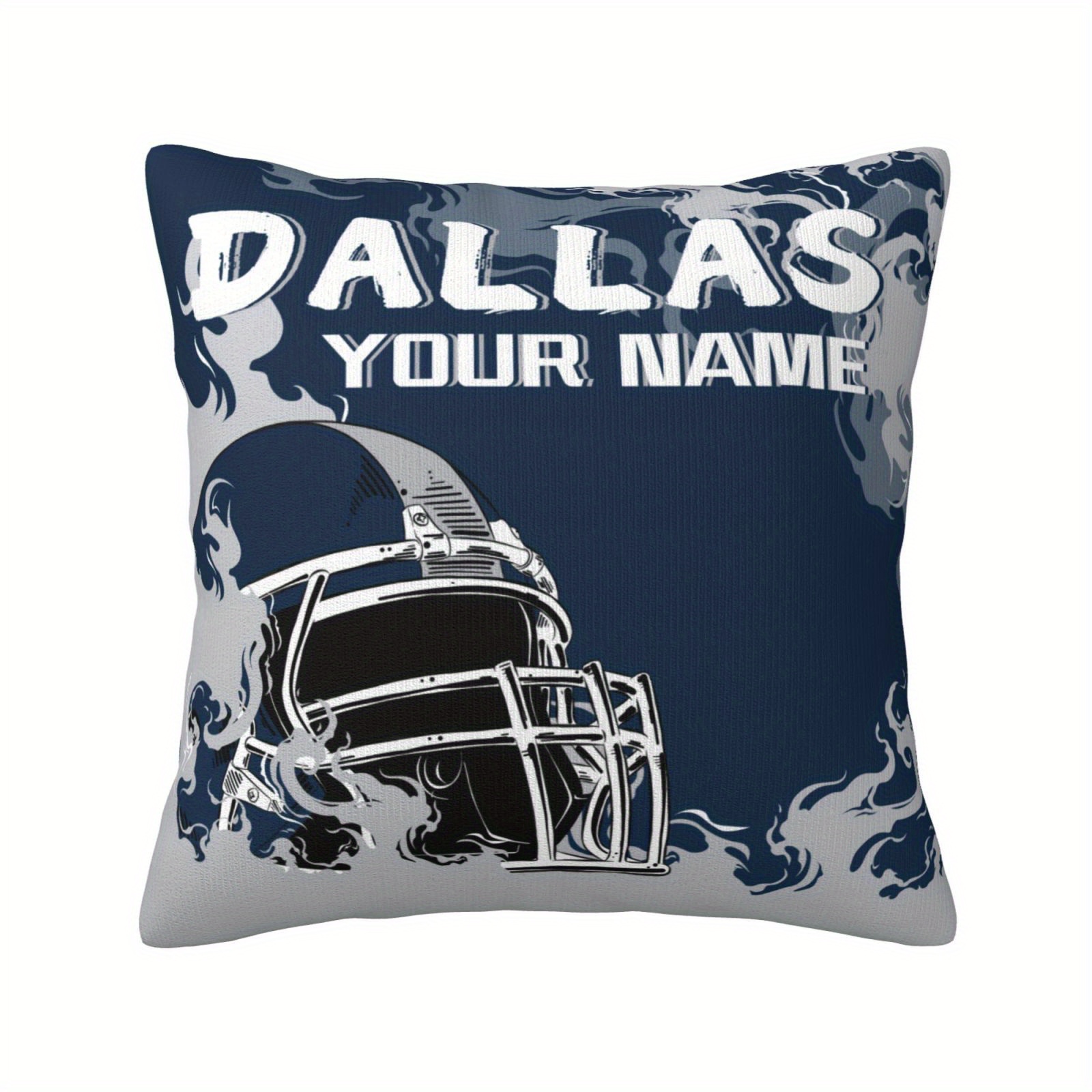 TEMU Customizable Dallas Football Pillow Cover 18x18 Inches - Name/number Suitable For Bedroom & Living Room Decor, Zipper Closure , Machine Washable