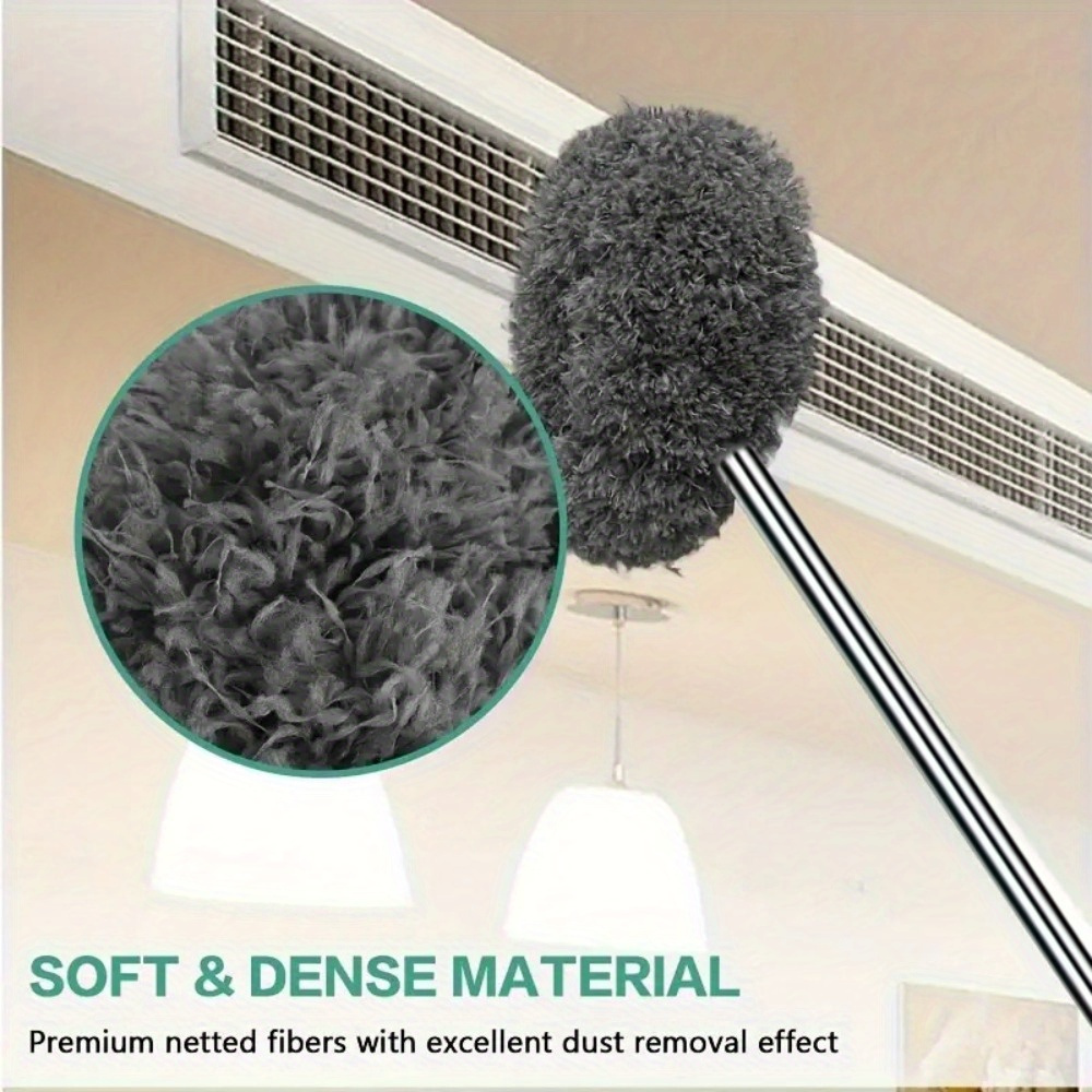 premium telescopic dust brush head with soft dense fibers ideal for ceiling fans high ceilings furniture cars   plastic handle for   home cleaning details 1