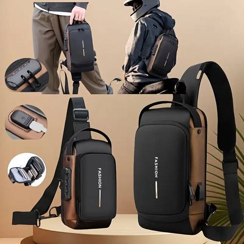 anti theft motorcycle backpack with lock convertible crossbody bag zipper closure and theft proof compartment adjustable shoulder strap suitable for commuting travel