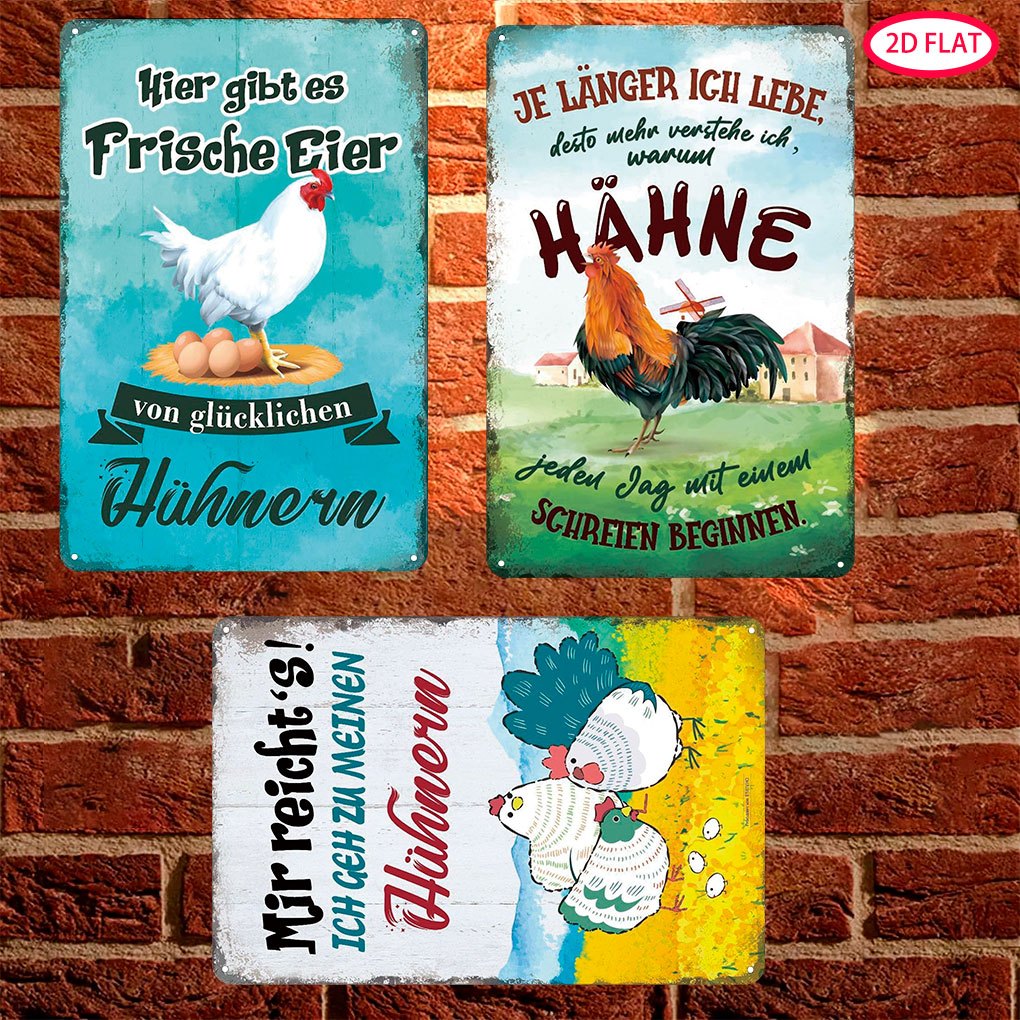 2d Flat - 【2d Flat】 3pcs, 2d Tin Sign With Funny Saying - Vintage Chicken Coop Chicken Eggs Metal Sign - Shabby Chic Sign Chicken Decoration Gift As Chicken Coop Additions 20 X 30cm
