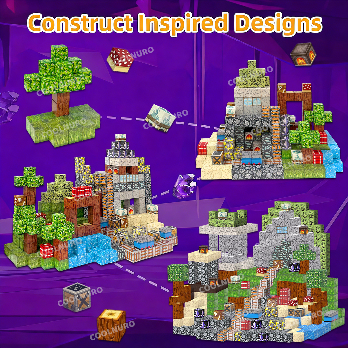 Forest Cave Theme Magnetic Building Blocks Set