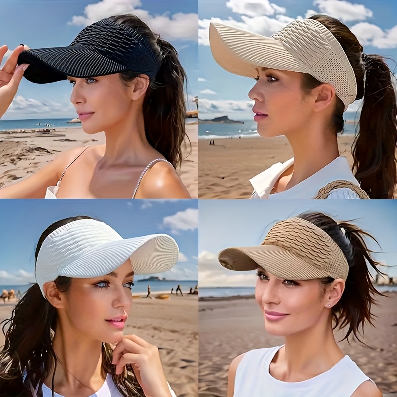 women s summer hats 4-pack polyester fiber outdoor running black white khaki gray versatile hats Product details 0