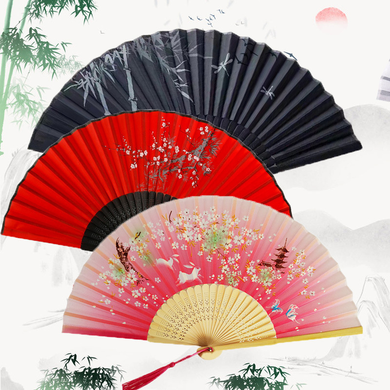 TEMU Lot de 6 éventails pliants traditionnels unisexes, design élégant fabriqué à , parfaits pour diverses occasions, mettant en valeur avec éclat la