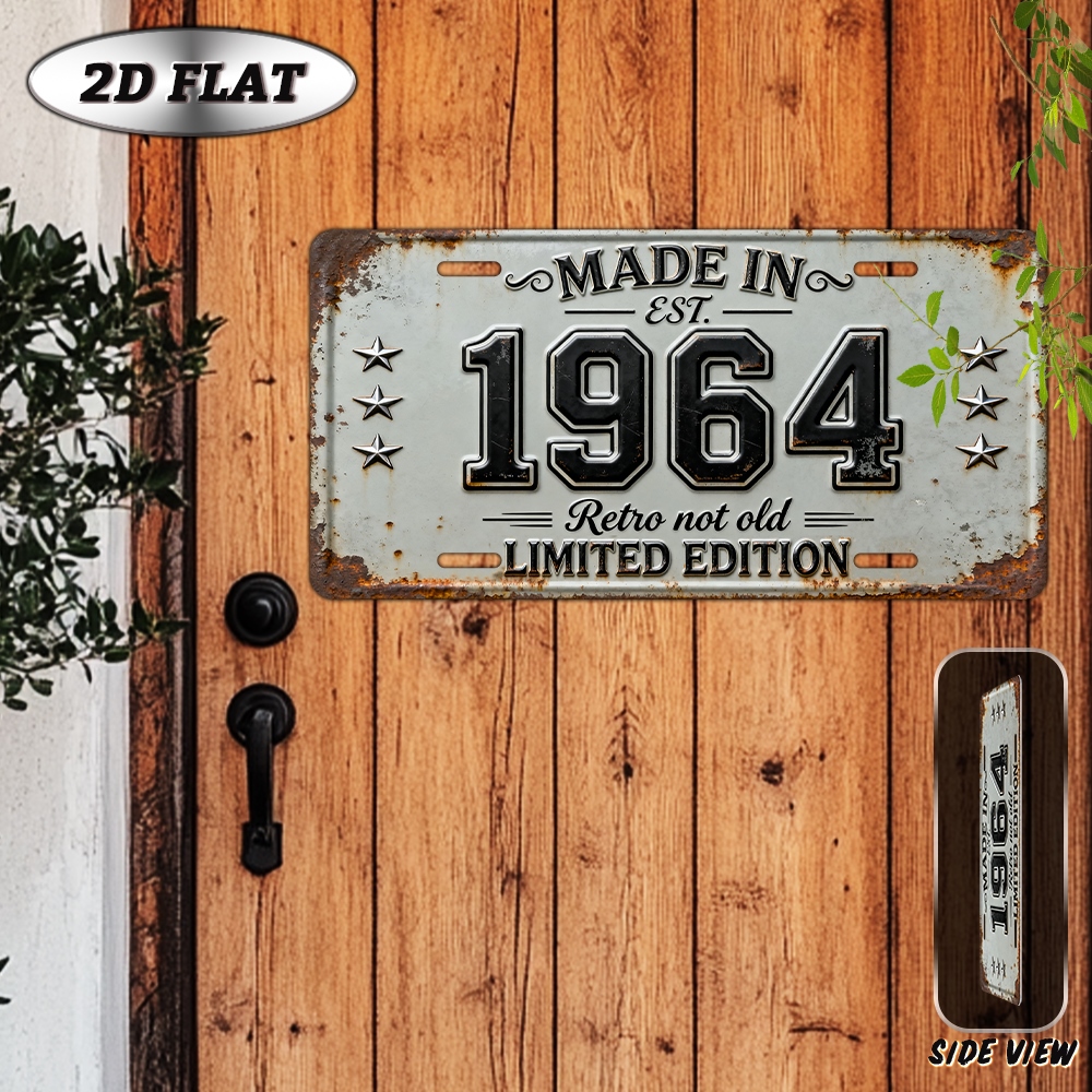 TEMU 2d Flat, 1pc Vintage 1964 Wooden Wall Sign - Retro Wood Plaque Suitable For Living Room,, Patio, Garden Decor, Irregular Shape Year Display