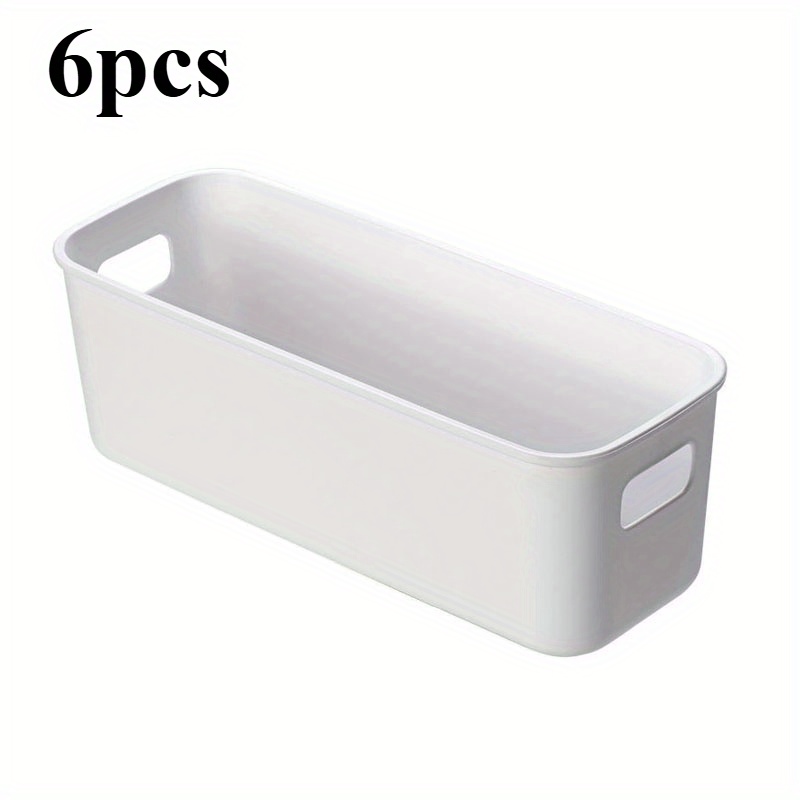 E-shop 6er-Set Robuste, stapelbare Aufbewahrungsboxen aus Kunststoff mit Griffen - Vielseitige Organizer-Container für Zuhause, Büro und Schrank -