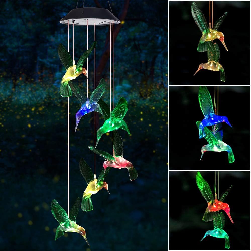 TEMU 1/2/3pcs Solar Hummingbird Wind Chimes Outdoor/indoor, Birthday Gifts For Mom Grandma, Mother Outdoor Decor, Yard Decorations, Memorial Wind