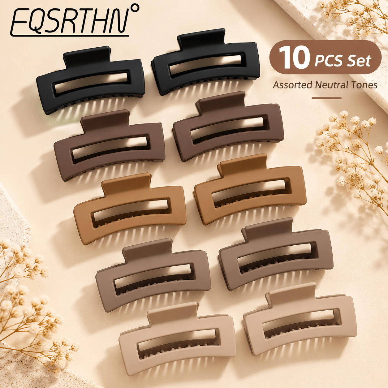 10pcs Neutral Hair Claw Clips Matte Non-Slip Set