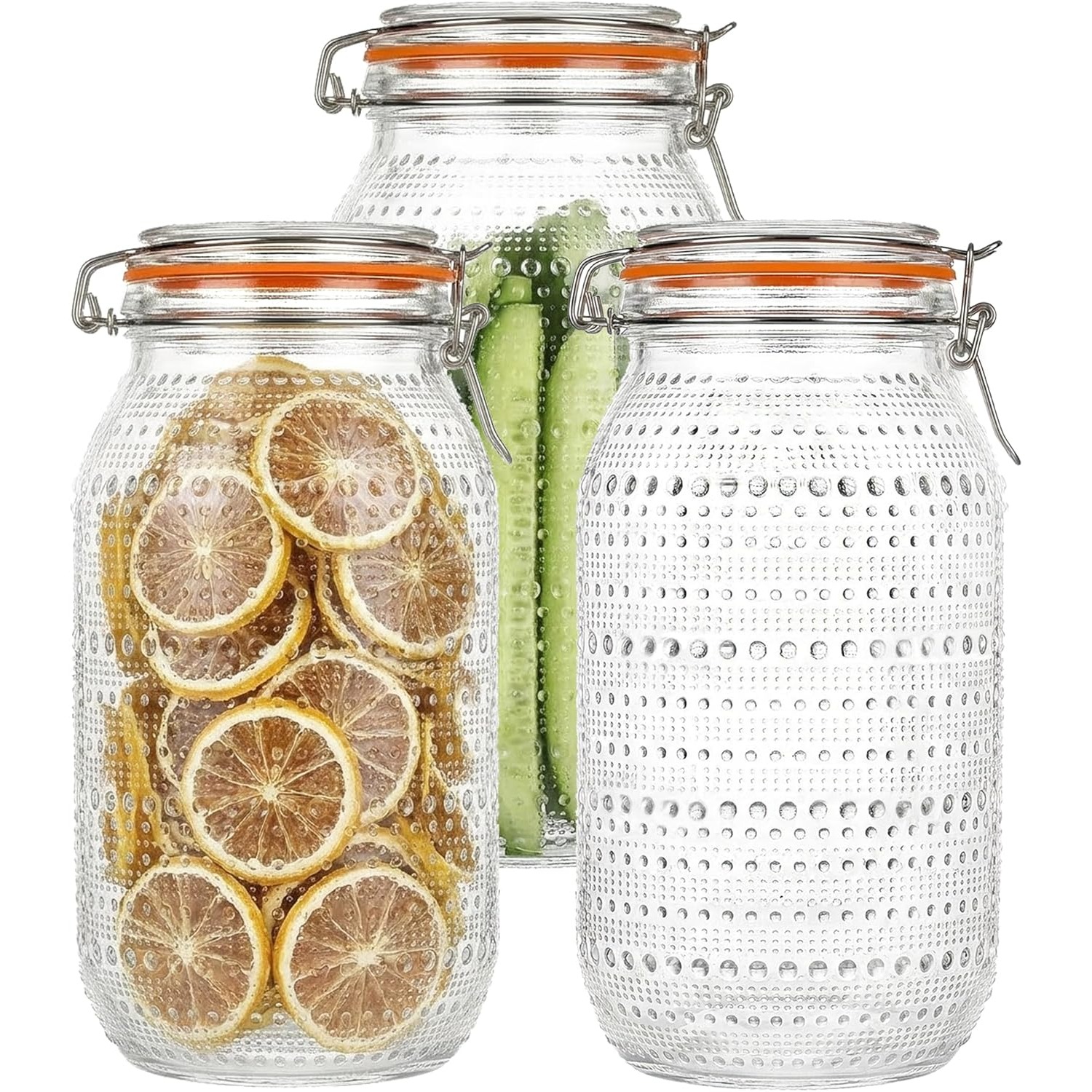TEMU 64oz Glass Mason Jars With Airtight Lids3 Pack, Wide Mouth Canning Jars With Clip For Kitchen Storage Pickling Salad Coffee Beans