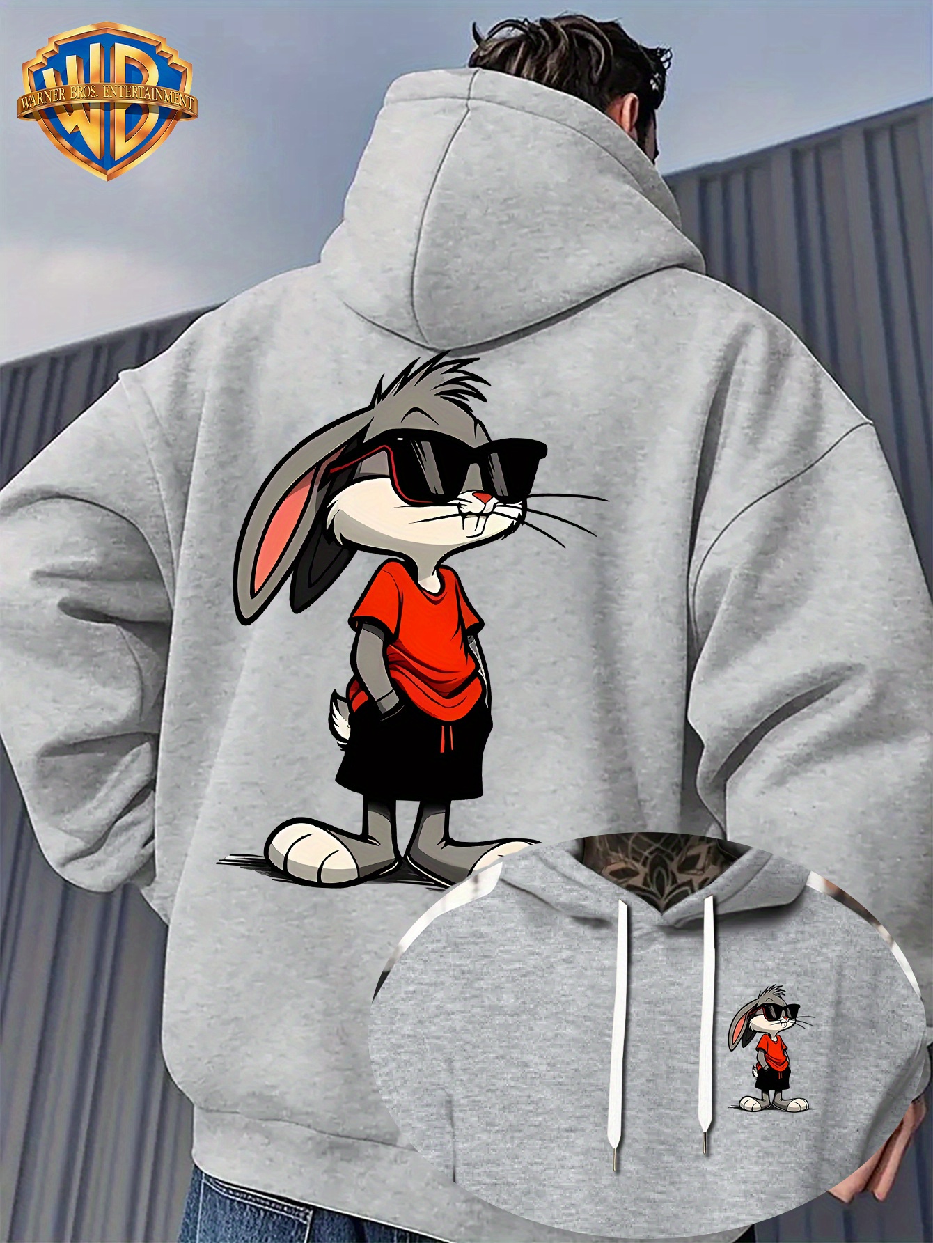 WB   Graphic Hoodie -   Print, Loose Fit Pullover Sweatshirt with Adjustable Drawstring Hood, Warm Winter Streetwear for  , Casual Outfits, Gifts - WB  , Autumn Fashion,   Design, Comfortable Fabric, Unisex Clothing, Fashion Enthusiasts