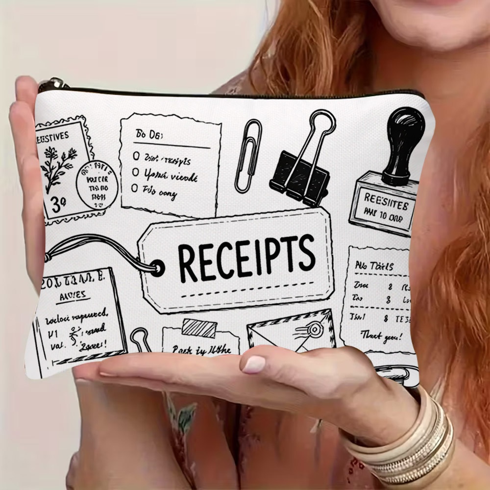 TEMU 1pc Women' Makeup Bag & Receipt - Multifunctional Zip Wallet Pouch With Portable Storage Suitable For Cosmetics, Stationery, Receipts, Travel -