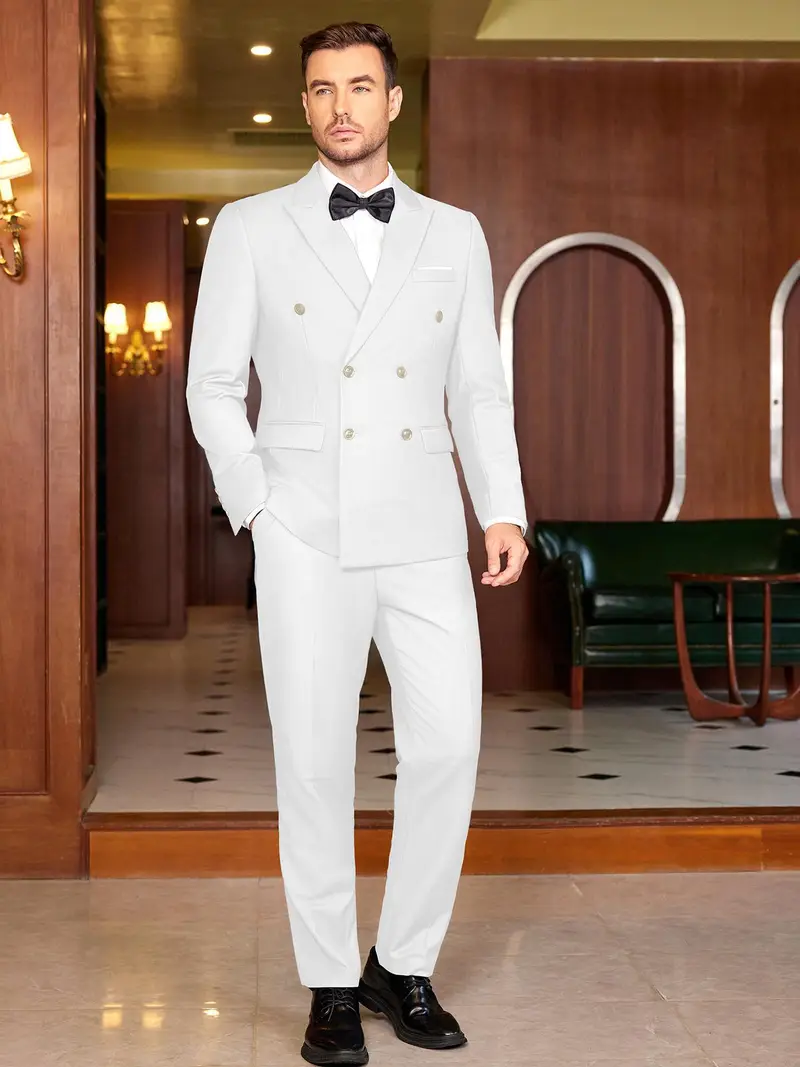 mens 2pcs double breasted suits fit tuxedo jacket dress Temu
