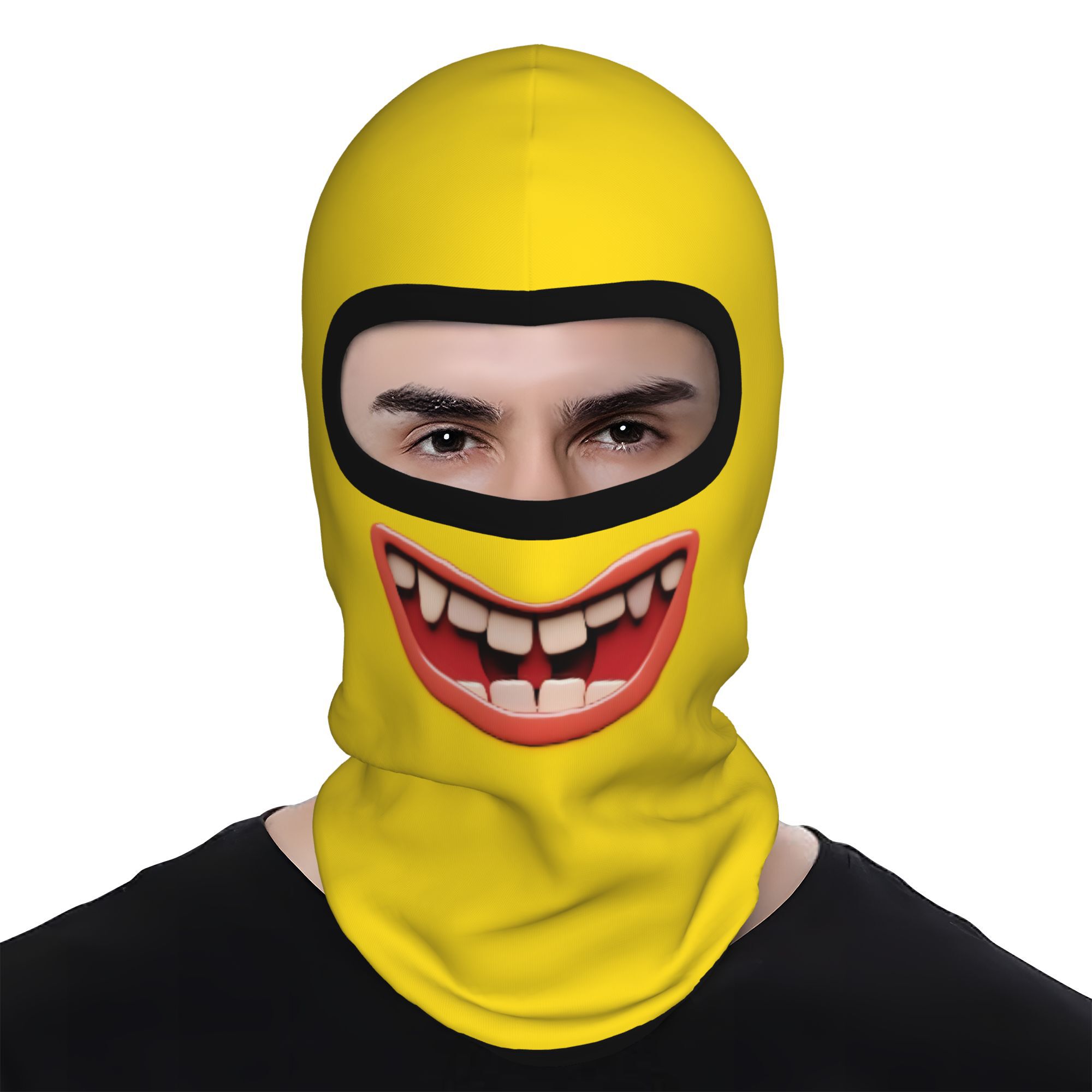 TEMU 1pc Masque Visage Complet avec Bouche, Lèvres et Dents Réalistes - Couvre-Visage Respirant et Coupe-Vent pour Cyclisme, Ski, Sports Extérieurs -
