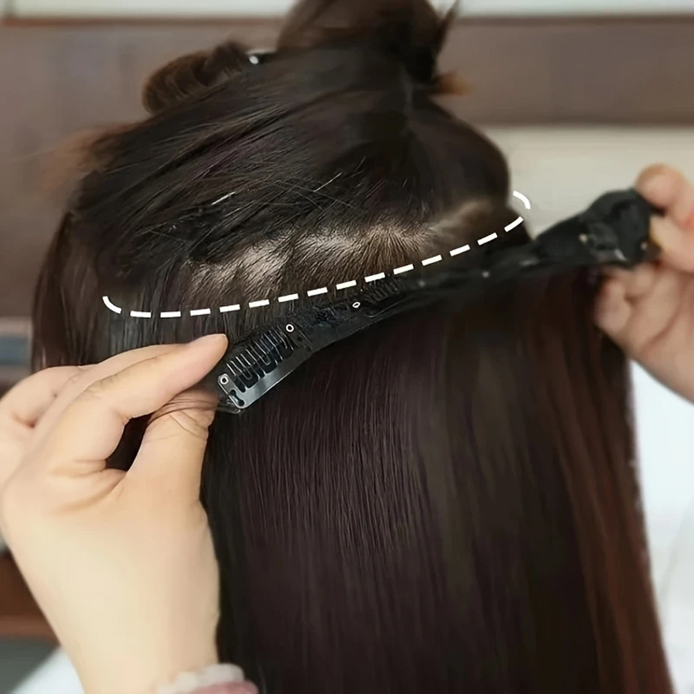 removable hair topper hair topper for women hair extensions clip in 6pcs 7pcs brown hair extension long wavy   clip in hair extension hair pieces for women blonde hair topper wig tools details 14