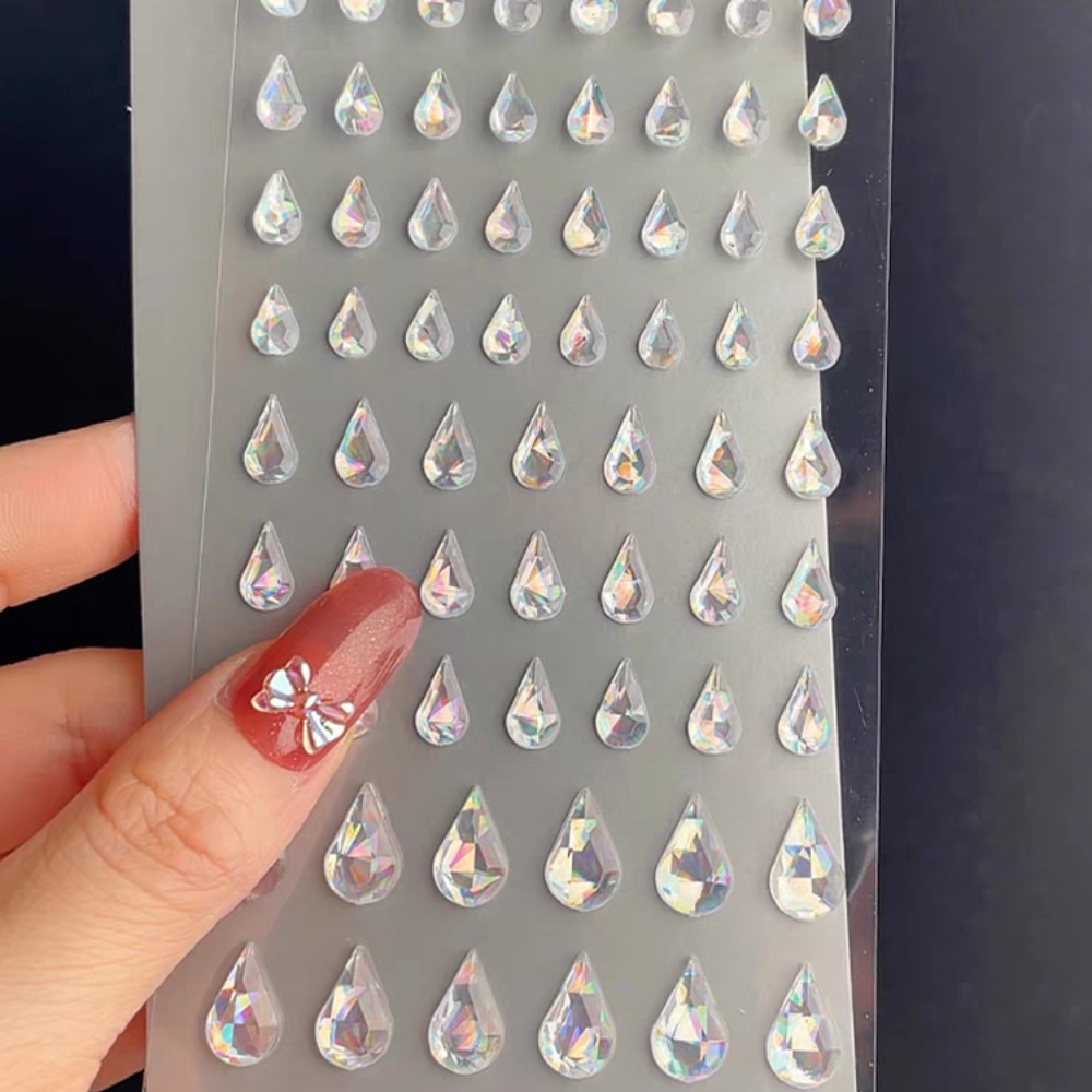 

Glossy Crystal Teardrop Stickers, Self-adhesive Plastic Decals, Geometric Fantasy Theme, Irregular Shaped Single-use Embellishments, With Unscented For Nail Art, Phone Cases, Diy Crafts