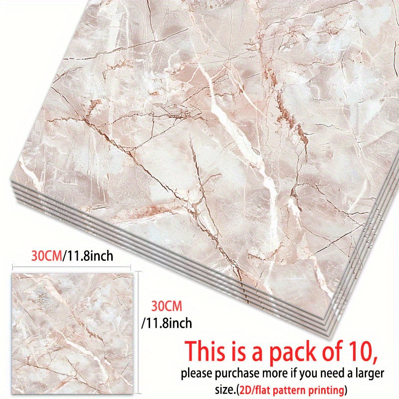TEMU 10pcs, 2d Rice Marble Texture Self-adhesive Floor Tile, 11.81x11.81in (30x30cm) Pvc Floor Sticker, Self-adhesive Pattern Floor Tile