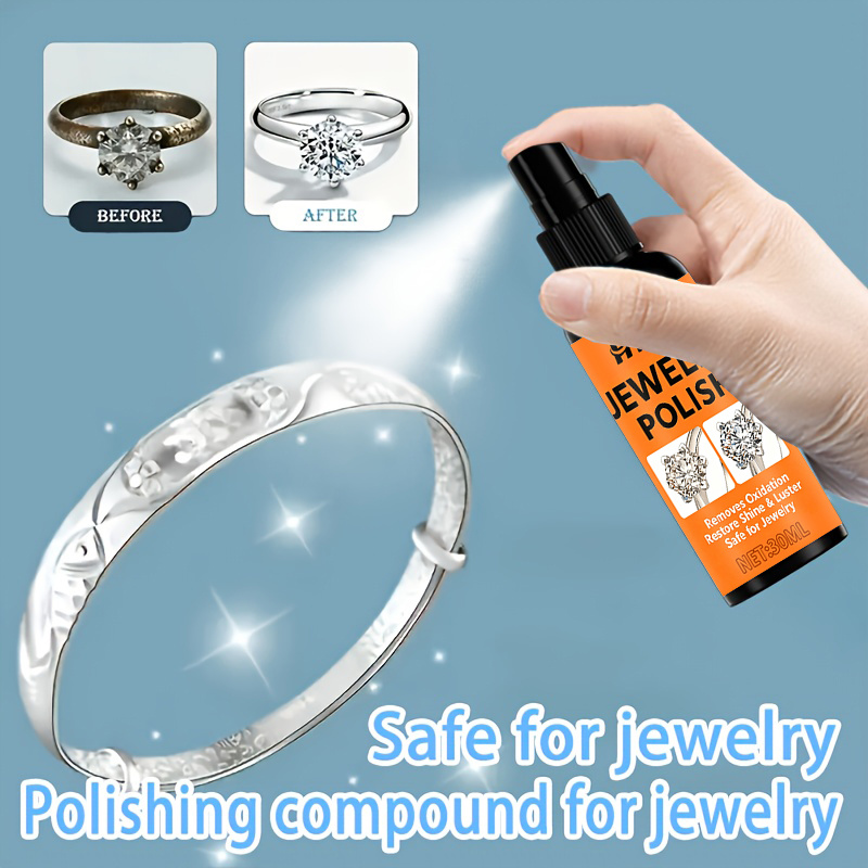 jewelry polishing spray   removes oxidation layers to restore jewelrys original   its gentle formula is safe for golden silvery and   jewelry   without damaging materials suitable for   of golden and silvery