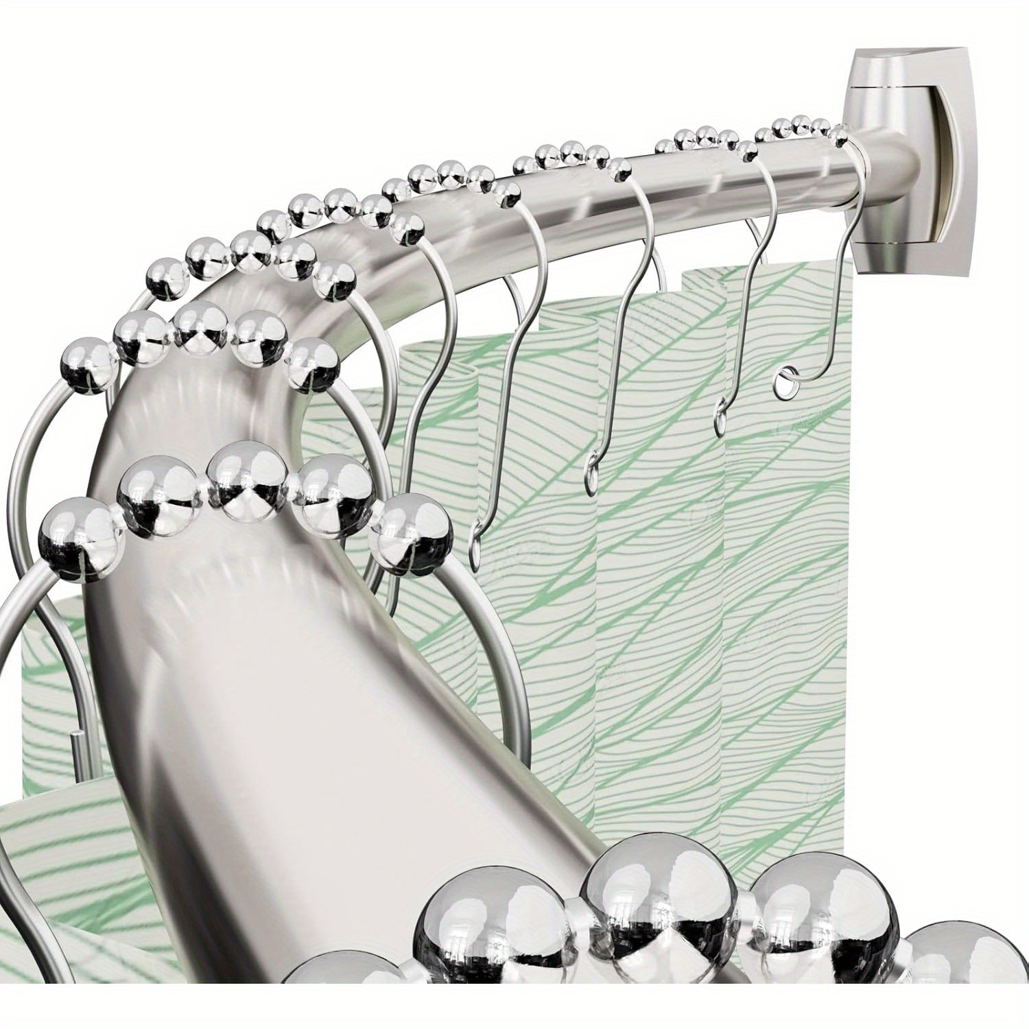 TEMU Curved Shower Curtain Rod - Adjustable 43-72 Inches, Rustproof Aluminum, Elegant Brush Nickel Finish For Bathroom, Bathtub, And Stall