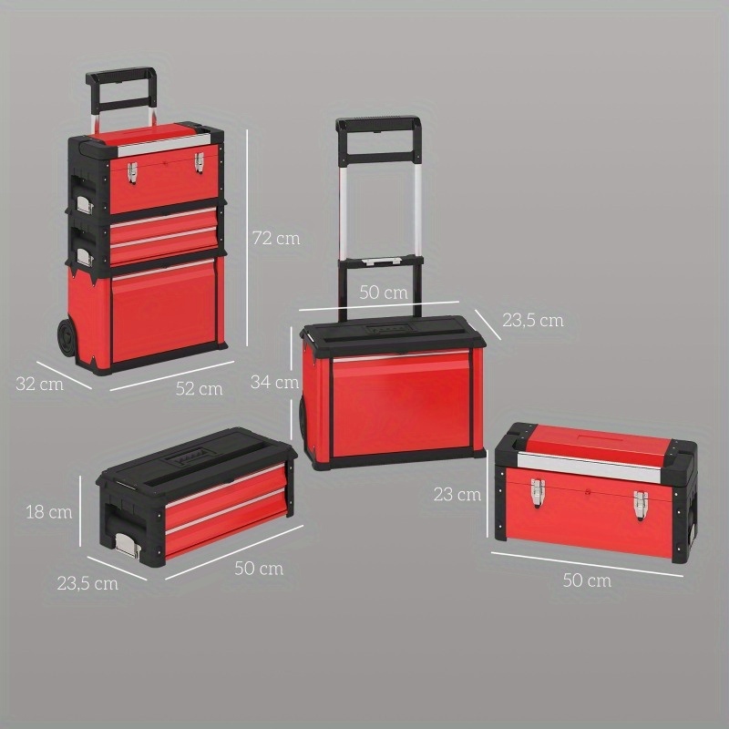   Heavy-Duty Workshop Cart with Case - 3 Modular Tool Boxes, Rolling Tool Organizer with Wheels, Heavy-Duty Steel Construction, Tool Storage Cabinet for Garage,  , Workshop -   with Handle, Garage Organization,  , Sturdy Build, DIY Enthusiasts,   Organization, Spacesaving Design, Reinforced Build, Professional Mechanics