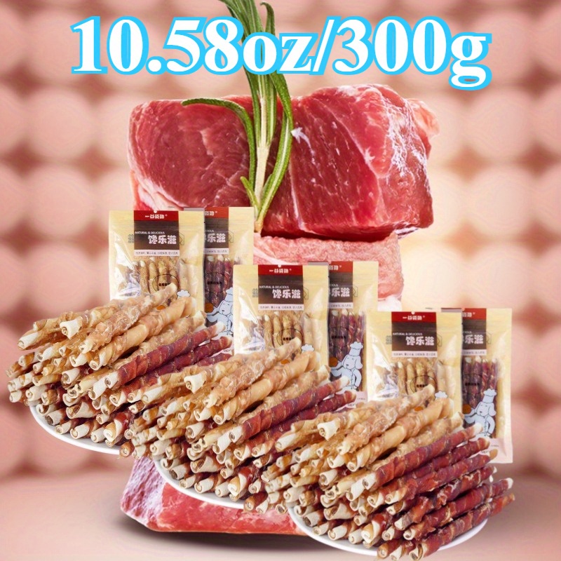 TEMU 1/ 3 Pack Of Chicken And Duck Meat And Cowhide Teeth Grinding Stick, A Pack Of About 3, 53 Oz/ 100g Chicken And Duck Meat Wrapped, Bite