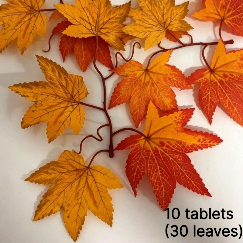 TEMU 10-pack (30pcs Leaves), Artificial , Suitable For Thanksgiving And Autumn Table Garland Decoration, Artificial Leaves Used For Garlands, Door