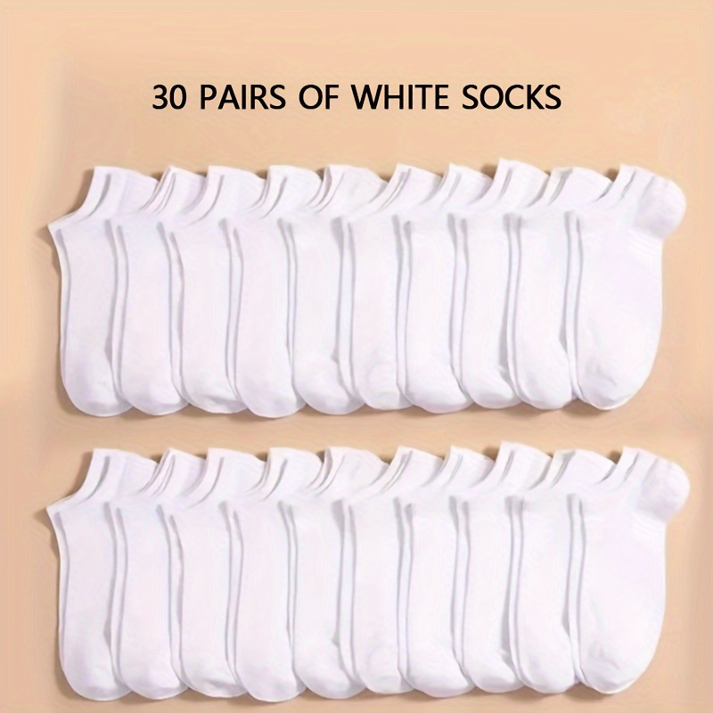 TEMU 30 Pairs Unisex Soft & Lightweight Low-cut Ankle Socks - Breathable, Sweat Absorbent Polyester Sports Socks For Men And Women, , Solid Color,