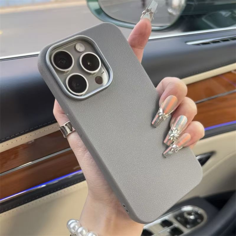 Premium Solid Color for Iphone16Promax/ 16Pro/ 16Plus/ 16 Mobile Phone Case Iphone15/ 14Plus/ 13Pro/ 12Promax Silicone 14Promax Stylish And Simple Iphone13Pro Plain Leather Pattern 12 Personalized Trendy Brand 11Promax Lens Frame PC Material Iphonex/ Xsmax