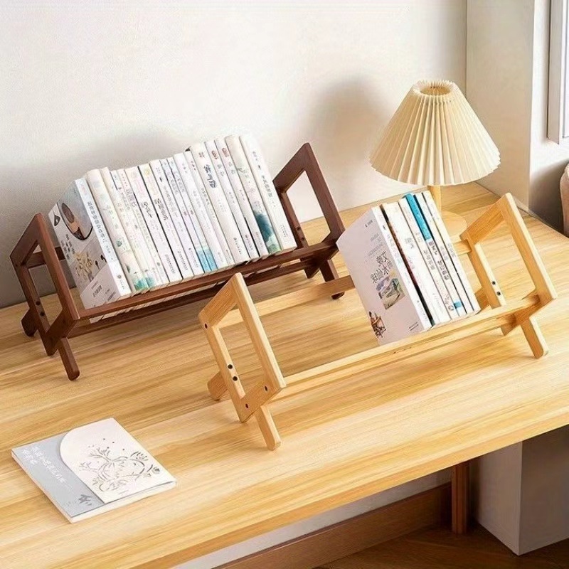 Modern Minimalist Small Desktop Bookshelf - Wooden Vertical Bookshelf Suitable for Home, Office, And School, Space-Saving Wooden Storage Rack, Self-Assembly Required, Compact Bookshelf (Freestanding)