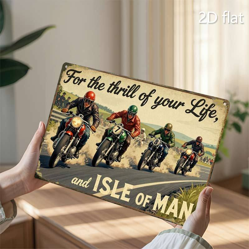 TEMU 2d Flat Rectangular Wooden Sign For The Of Man Motorcycle Retro Wall Plaque Garage Man Cave Decor