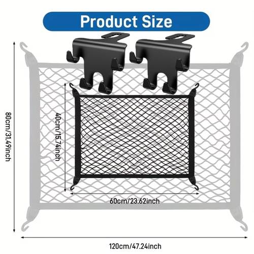 car trunk luggage net with 4 hooks with two seat storage hooks suitable for for fixing luggage cargo nets suitable for trailer tailgate organizer and truck bed additions