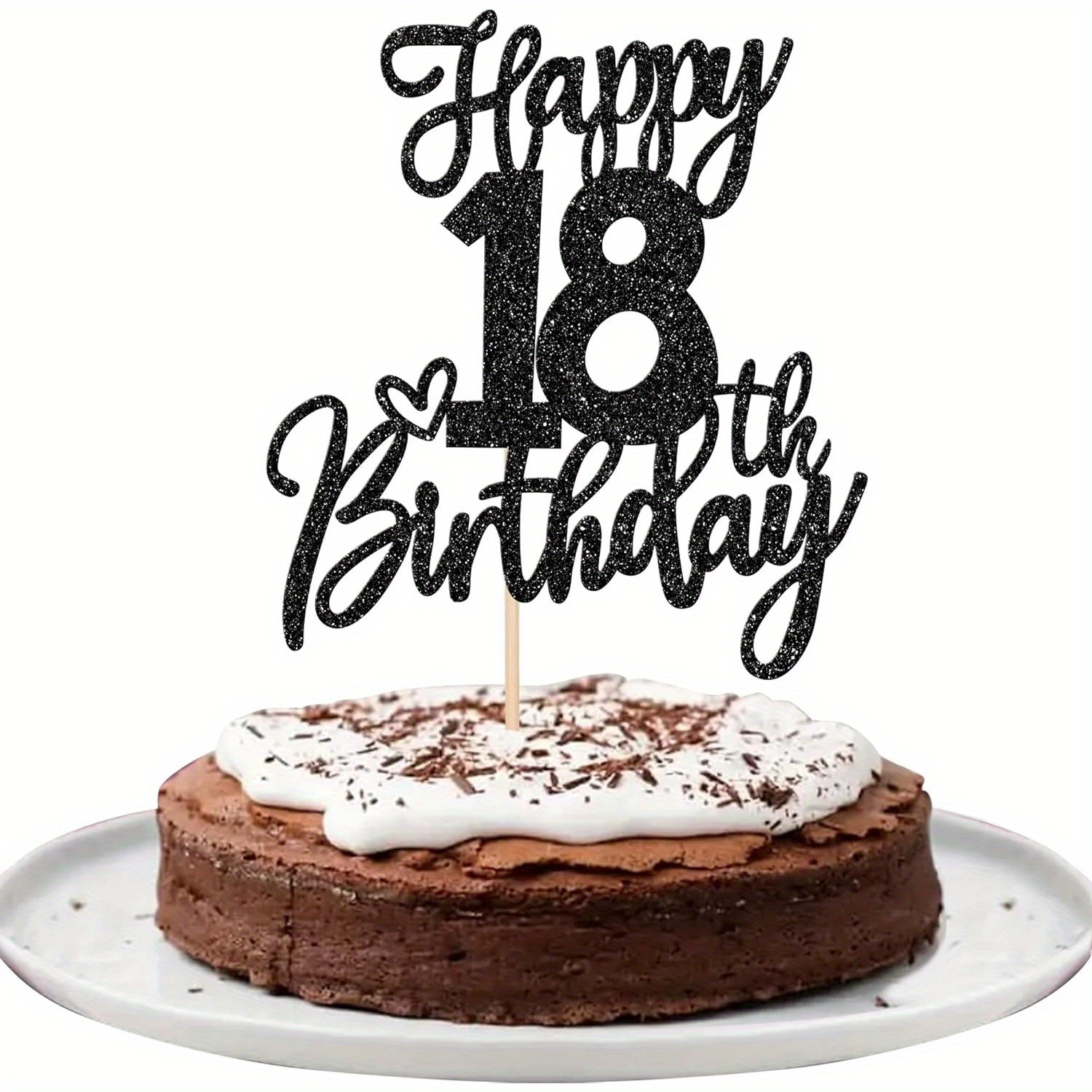 Image of 1pc Elegant Black Cake Topper For An 18th Birthday - A Formal Adult Celebration Decoration For Events Like Graduation, Halloween, Thanksgiving, Christmas, And New Year