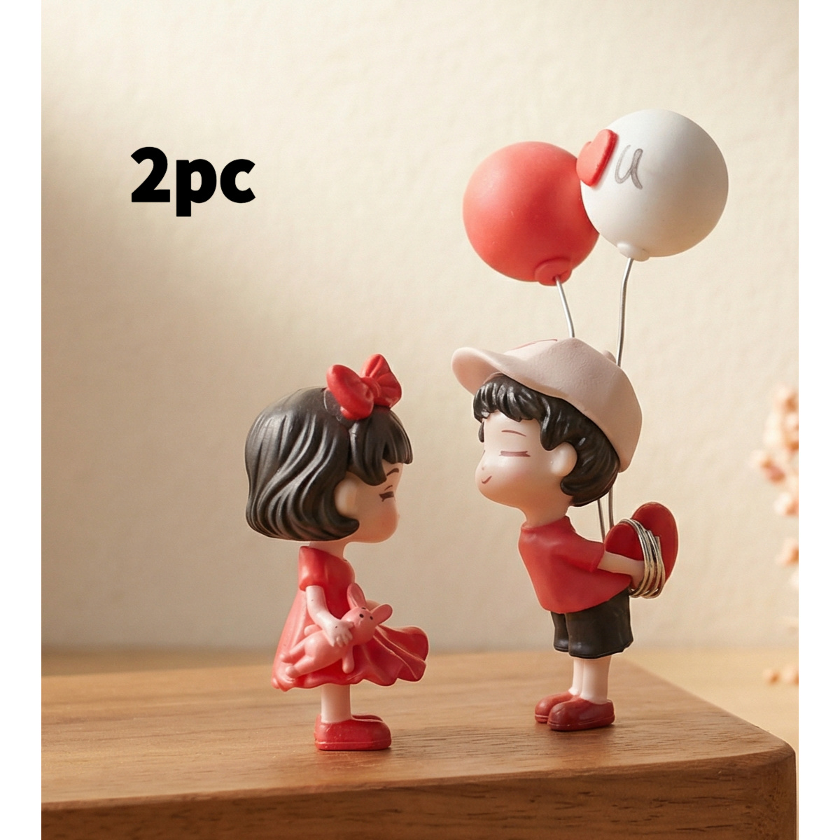 Image of Cartoon Couple Love Balloon Car Interior Ornaments Center Console Rearview Mirror Car With Non-marking Glue Ornaments Office Desktop Small Ornaments