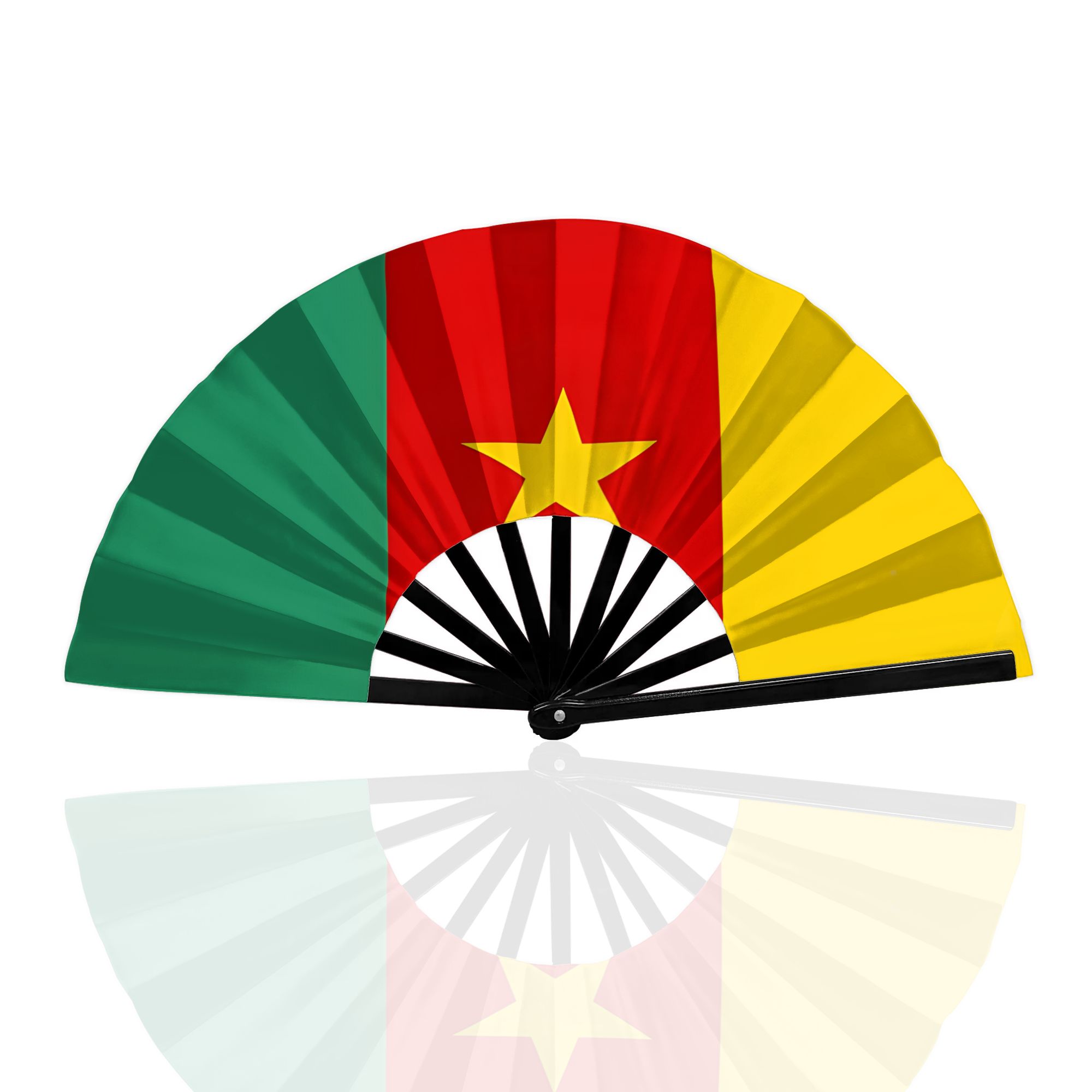 TEMU Éventail à main léger et décontracté avec motif drapeau national du Cameroun, impression 2D, pile
