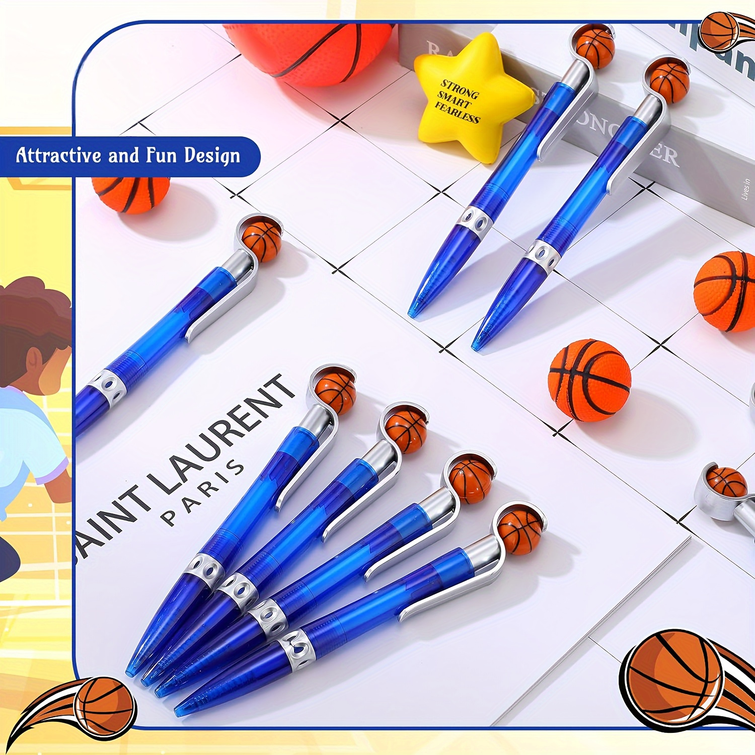 12 Basketball Kugelschreiber Mit Reifen – 14 Cm Schwarze Stifte Für Sport-Fans & Party