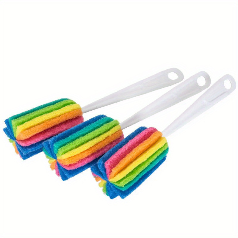 Image of 3/4pcs, Brush, Water Bottle And Glass Cleaning Sponge Scrubber With Handle, Cup Brush, Kitchen Cleaning Brush, Kitchen Supplies, Cleaning Tools