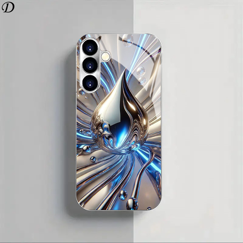 TEMU Phone Case - [2d Flat] Silver Plated Glass Case For S25 Plus 24 Pro 23 Ultra And Note 20 A55 A56 A16 And Multiple Models, Featuring A Soft
